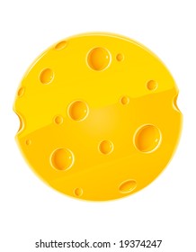 Vector Round Piece Of Cheese Isolated Food On White Background