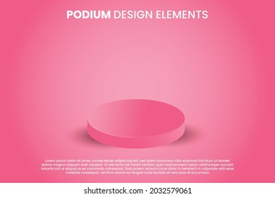 Vector round pink 3d podium, pedestal or platform, background for product presentation. 3d podium. advertising place. Templates for flyers, posters or presentations. Vector graphics illustrations