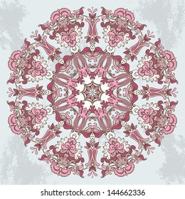 Vector Round Pink Oriental motif