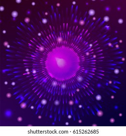 Vector round planet  background in futuristic space style . Gloving sparkling ball digital energy backdrop.