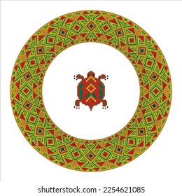 Vector round plate with African ethnic pattern isolated on white background