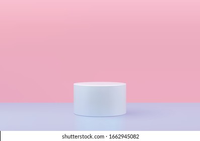 Vector round podium, pedestal or platform, background for cosmetic product presentation. 3d podium. Advertising place. Blank product stand background in pastel colors