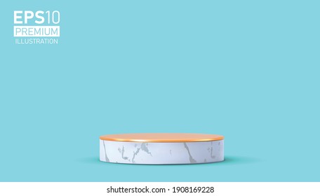 Vector round podium, pedestal or platform, background for cosmetic product presentation. 3d podium. Advertising place. Blank product stand background in pastel colors.