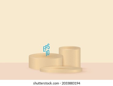 Vector Round Podium, Pedestal Or Platform with gold textured, Background For Cosmetic Product Presentation. 3d Podium. Advertising Place Stock Vector - Illustration of contest, background