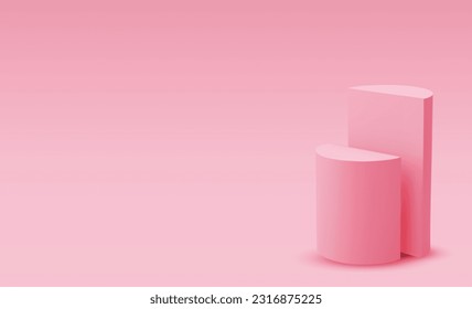 Vector round podium, pedestal or platform. 3d podium. Place for ads. Empty product stand background