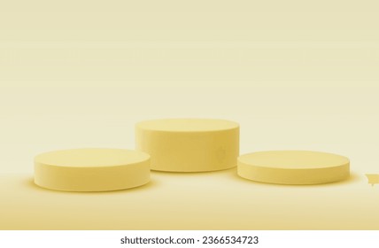 Vector de podio, pedestal o plataforma. 3 quinquies podio. Lugar para anuncios. Fondo vacío del soporte del producto