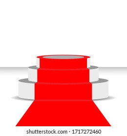Vector round podium with Simple color red carpet for Award Ceremony Illustration.