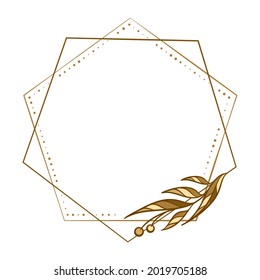 Vector round polygonal dotted frame with floral decoration