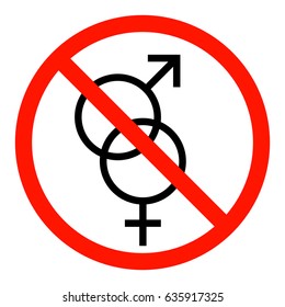 vector round prohibiting red sign with a silhouette of the male and female