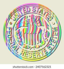 Vektorrunder Regenbogen-Siegel des US-Bundesreservats. Irisierendes Logo oder Emblem.