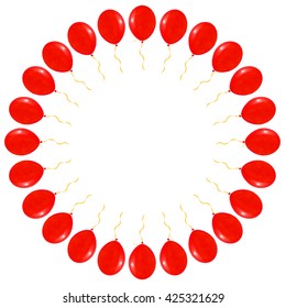 Vector Round with Red balloons on white background, illustration.