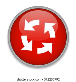 vector round red button and a white sign with shadow reboot