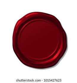 vector round red wax seal. isolated on white background. Elegant old post stamp, waxseal, signature, postmark, mark for envelope, letter, document, certificate, check. Handdrawn design element 08