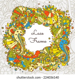 Vector round retro ornament doodle frame . Eps10