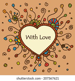 Vector round retro ornament with heart textbox. Eps10