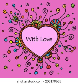 Vector round retro ornament with heart textbox. Eps10