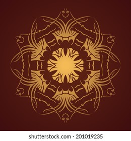 Vector round retro ornament with jellyfish elements. Eps10