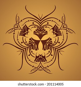 Vector round retro ornament with jellyfish elements. Eps10
