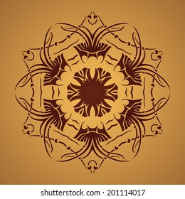 Vector round retro ornament with jellyfish elements. Eps10