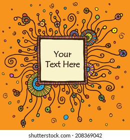 Vector round retro ornament with square textbox. Eps10