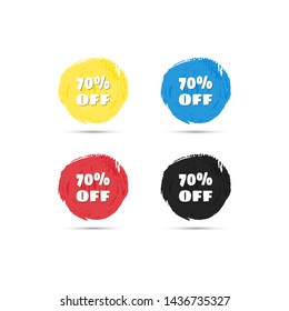 Vector round sale tags. Discount sticker for Black Friday sales and other. Discount offer price label - 70% off. Icon sale set. 