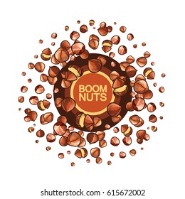 Vector round set of nuts. Isolated on white background with text.