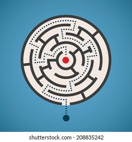 Vector round shape maze concept with path