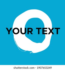 Vector Round Shape on Blue. White Circle Stamp. Icon, Logo, Banner Design. Round Brush Abstract Stroke .