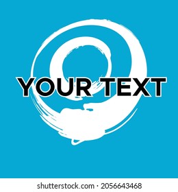 Vector Round Shape on Blue. White Circle Stamp. Icon, Logo, Banner Design. Round Brush Abstract Stroke .