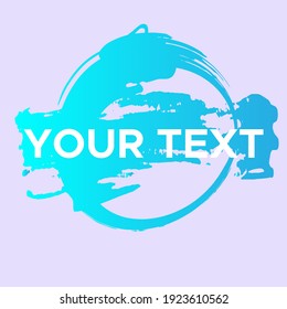 Vector Round Shape on Pink. Blue Gradient Circle Stamp. Icon, Logo, Banner Design. Round Brush Abstract Stroke .