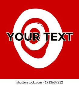 Vector Round Shape on Red. White Circle Stamp. Icon, Logo, Banner Design. Round Brush Abstract Stroke .