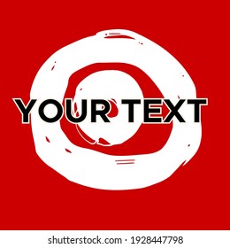 Vector Round Shape on Red. White Circle Stamp. Icon, Logo, Banner Design. Round Brush Abstract Stroke .