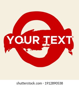 Vector Round Shape on White. Red Circle Stamp. Icon, Logo, Banner Design. Round Brush Abstract Stroke .