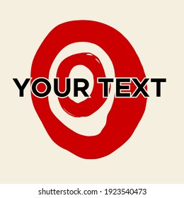 Vector Round Shape on White. Red Circle Stamp. Icon, Logo, Banner Design. Round Brush Abstract Stroke .