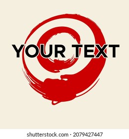 Vector Round Shape on White. Red Circle Stamp. Icon, Logo, Banner Design. Round Brush Abstract Stroke .