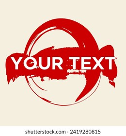 Vector Round Shape on White. Red Circle Stamp. Icon, Logo, Banner Design. Round Brush Abstract Stroke .