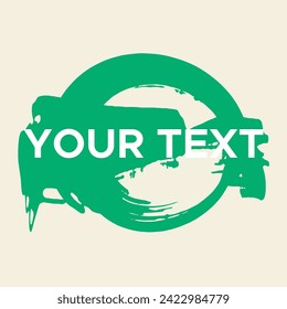 Vector Round Shape on White. Green Circle Stamp. Icon, Logo, Banner Design. Round Brush Abstract Stroke .