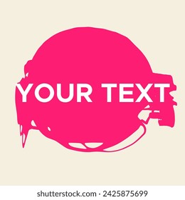 Vector Round Shape on White. Pink Circle Stamp. Icon, Logo, Banner Design. Round Brush Abstract Stroke .