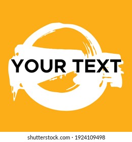 Vector Round Shape on Yellow. White Circle Stamp. Icon, Logo, Banner Design. Round Brush Abstract Stroke .