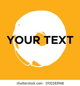Forma redonda de vectores en amarillo. Sello de círculo blanco. Icono, logotipo, diseño de pancartas. Pincel redondeado Resumen Accionamiento.