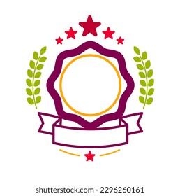 Vector round shaped stamp or sticker isolated over white, classical badge or icon, logotype design in old retro style, simple icon template with blank space.