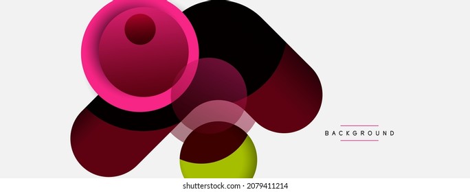 Vector round shapes circles minimal geometric background. Vector illustration for wallpaper banner background or landing page