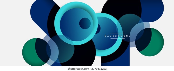 Vector round shapes circles minimal geometric background. Vector illustration for wallpaper banner background or landing page