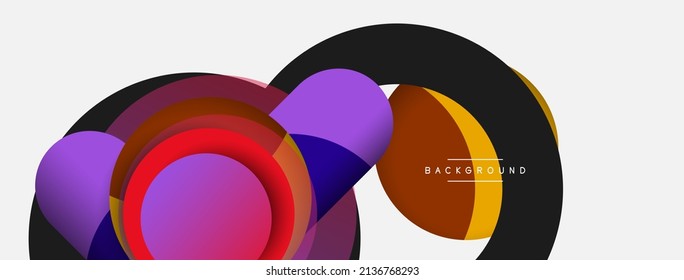 Vector round shapes circles minimal geometric background. Vector illustration for wallpaper banner background or landing page