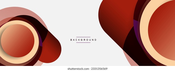 Runde Vektorformen kreisen um minimalen geometrischen Hintergrund. Vektorgrafik für Bildschirmhintergrund oder Landeeite