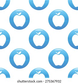 Vector round sign with apple silhouette repeated on white background