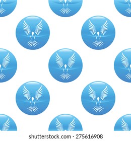 Vector round sign with bird image repeated on white background