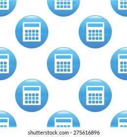 Vector round sign with calculator image, repeated on white background