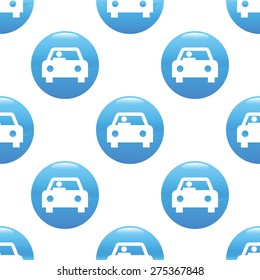 Vector round sign with car image, repeated on white background