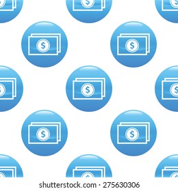 Vector round sign with dollar bank-note, repeated on white background